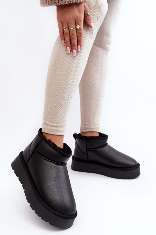 Pele Feminino Botas de neve com uma plataforma cor preta Loreley Pele Feminino Botas de neve com uma plataforma cor preta Loreley