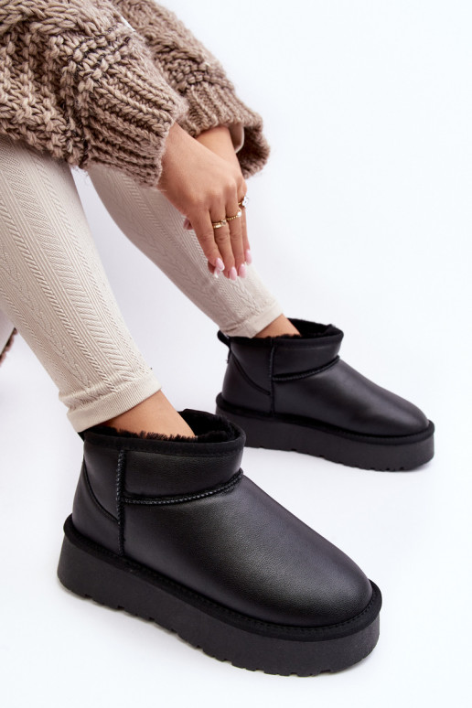 Pele Feminino Botas de neve com uma plataforma cor preta Loreley Pele Feminino Botas de neve com uma plataforma cor preta Loreley