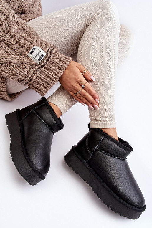 Pele Feminino Botas de neve com uma plataforma cor preta Loreley Pele Feminino Botas de neve com uma plataforma cor preta Loreley
