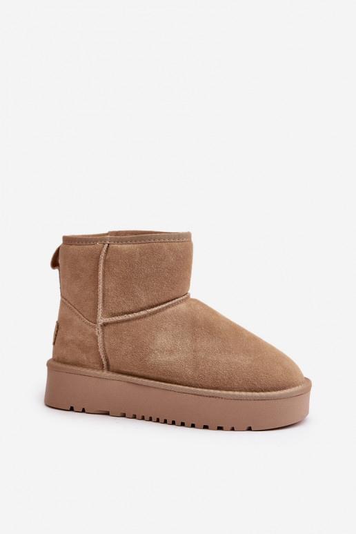 Pele de camurça Botas de neve com uma plataforma Por causa de Kubo bege Rianaella Pele de camurça Botas de neve com uma plataforma Por causa de Kubo bege Rianaella