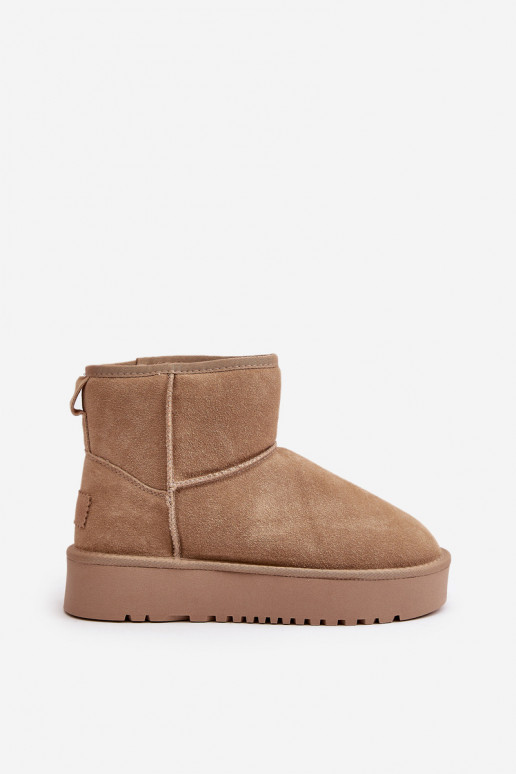Pele de camurça Botas de neve com uma plataforma Por causa de Kubo bege Rianaella Pele de camurça Botas de neve com uma plataforma Por causa de Kubo bege Rianaella
