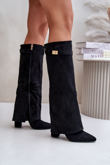 botas com saltoEMyParainiętą CholeParaką aquecimento cor preta Urelli