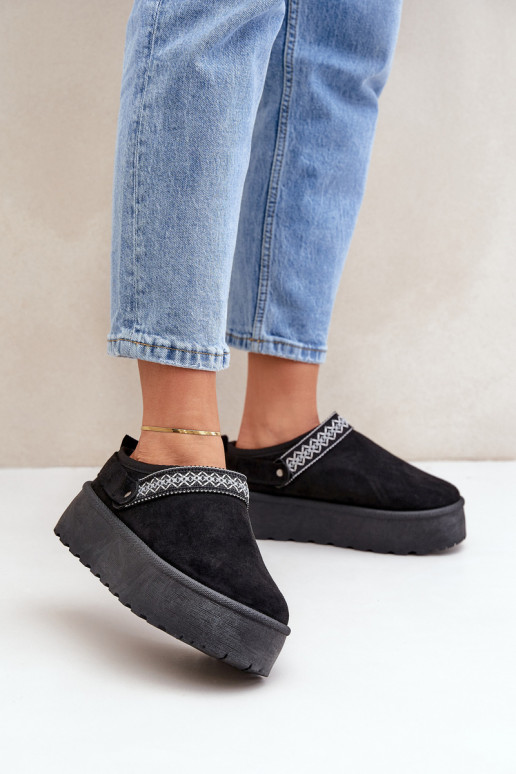 Botas de neve Com decorações Haftem cor preta Selithria Botas de neve Com decorações Haftem cor preta Selithria
