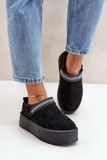 Botas de neve Com decorações Haftem cor preta Selithria 2