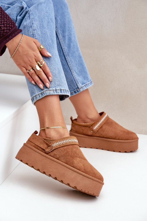 Botas de neve Com decorações Haftem cor marrom Selithria Botas de neve Com decorações Haftem cor marrom Selithria