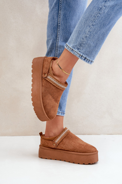 Botas de neve Com decorações Haftem cor marrom Selithria Botas de neve Com decorações Haftem cor marrom Selithria