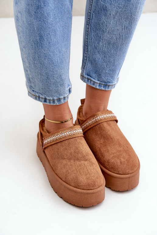 Botas de neve Com decorações Haftem cor marrom Selithria Botas de neve Com decorações Haftem cor marrom Selithria