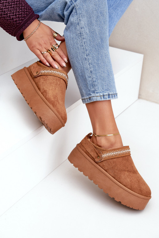 Botas de neve Com decorações Haftem cor marrom Selithria Botas de neve Com decorações Haftem cor marrom Selithria