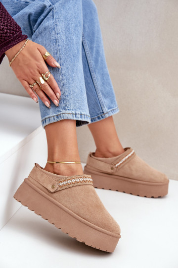 Botas de neve Com decorações Haftem bege Selithria