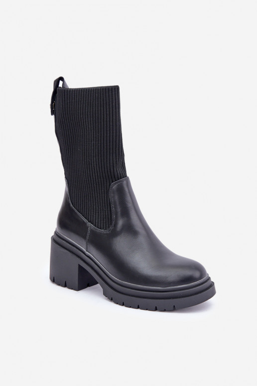 Botas com palmilha tipo meia Em saltos enormes cor preta Rosanas Botas com palmilha tipo meia Em saltos enormes cor preta Rosanas