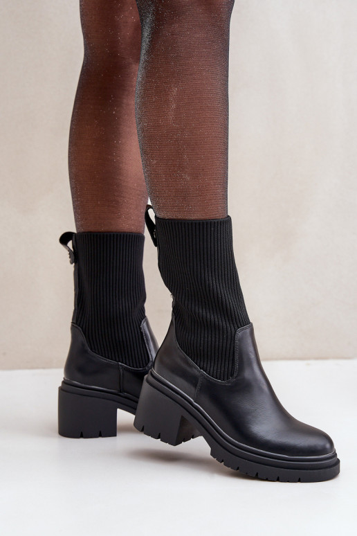 Botas com palmilha tipo meia Em saltos enormes cor preta Rosanas Botas com palmilha tipo meia Em saltos enormes cor preta Rosanas