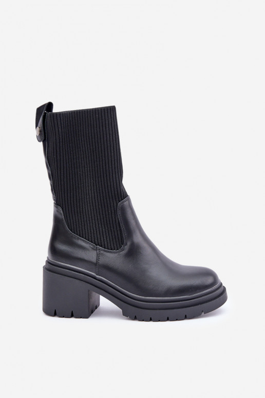Botas com palmilha tipo meia Em saltos enormes cor preta Rosanas Botas com palmilha tipo meia Em saltos enormes cor preta Rosanas