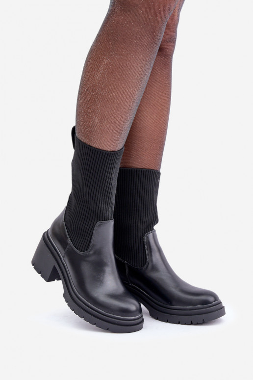 Botas com palmilha tipo meia Em saltos enormes cor preta Rosanas Botas com palmilha tipo meia Em saltos enormes cor preta Rosanas