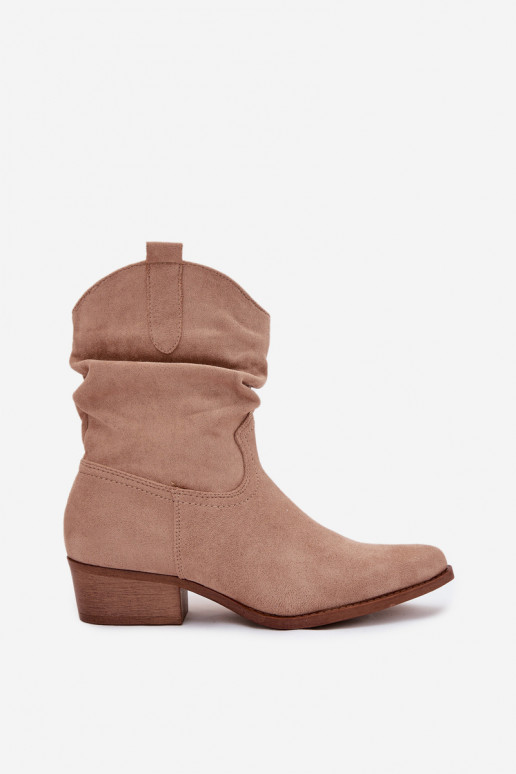 Botas femininas De salto baixo Com babados bege Adena Botas femininas De salto baixo Com babados bege Adena