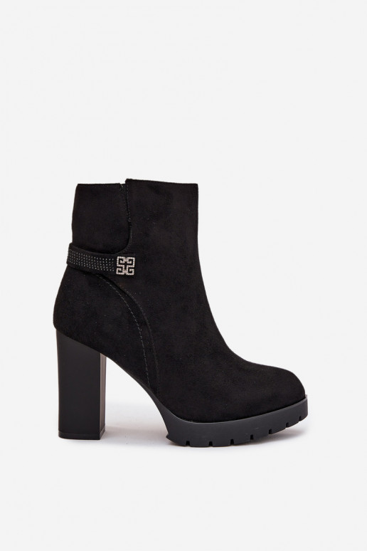 aquecimento Botas femininas com salto decorado cor preta Zayna aquecimento Botas femininas com salto decorado cor preta Zayna