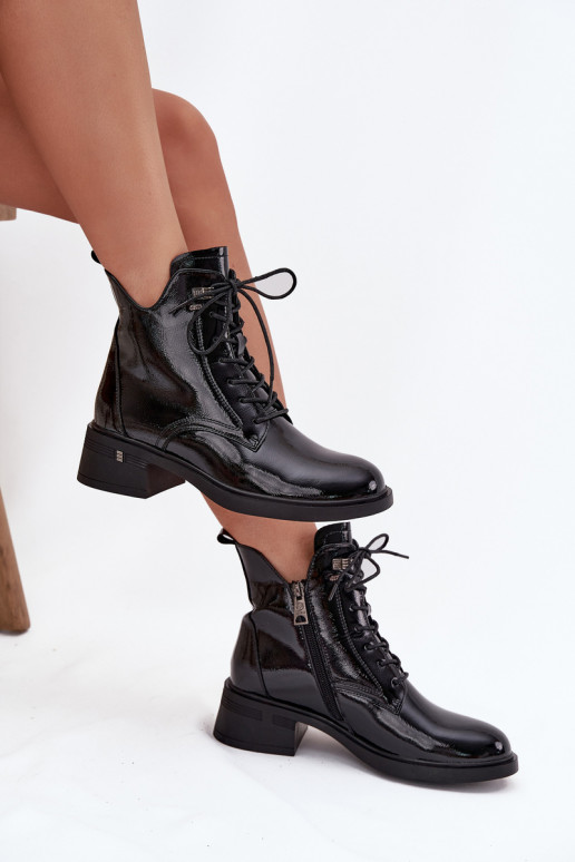 com efeito verniz aquecimento Botas femininas Klocke Vinceza 58602 cor preta com efeito verniz aquecimento Botas femininas Klocke Vinceza 58602 cor preta