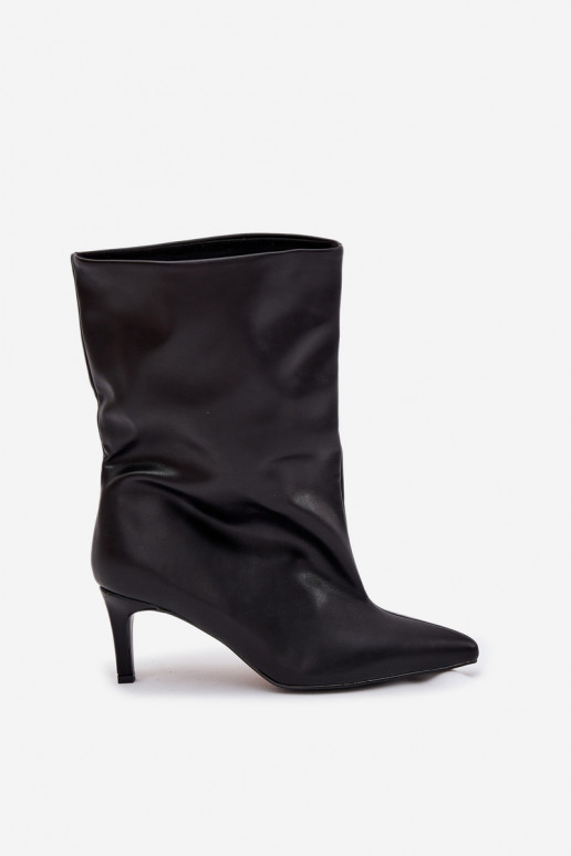 Um modelo atraente Botas femininas com salto fino cor preta Solvienne Um modelo atraente Botas femininas com salto fino cor preta Solvienne