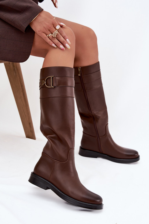 botas femininas com salto largo Com decorações Detalem cor marrom Arvessa botas femininas com salto largo Com decorações Detalem cor marrom Arvessa