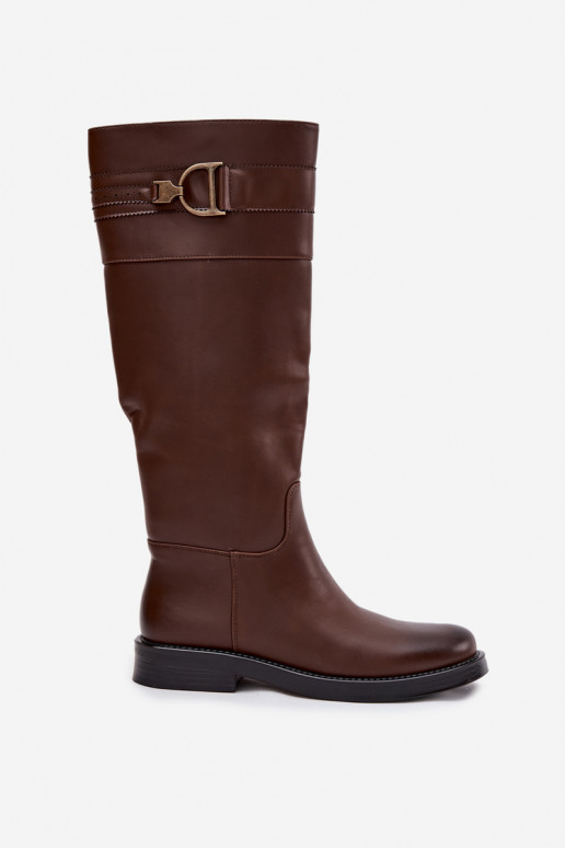botas femininas com salto largo Com decorações Detalem cor marrom Arvessa botas femininas com salto largo Com decorações Detalem cor marrom Arvessa