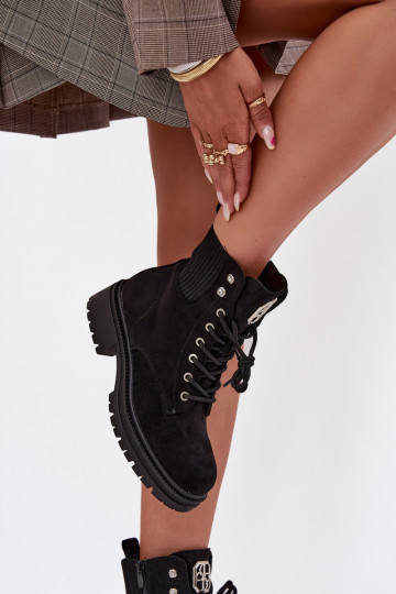 Botins de trabalho Feminino aquecimento com lindos detalhes cor preta Olivira