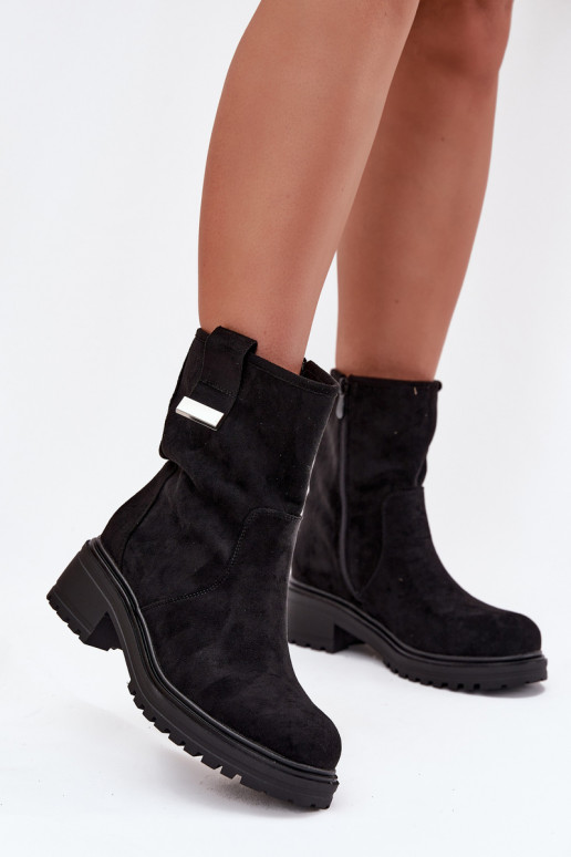 aquecimento Botas femininas De salto baixo cor preta Mirellea aquecimento Botas femininas De salto baixo cor preta Mirellea