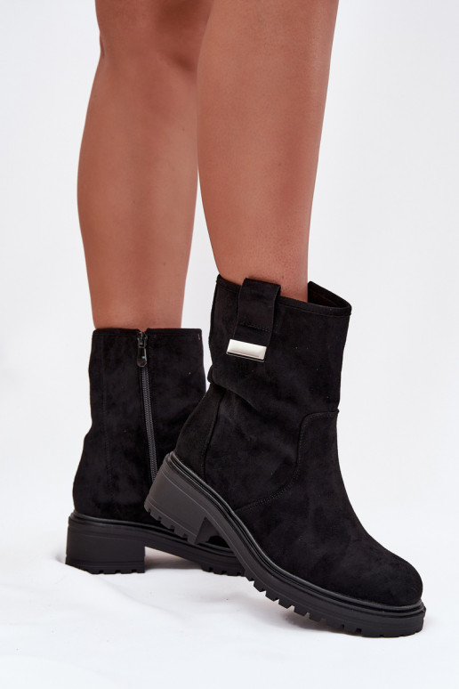 aquecimento Botas femininas De salto baixo cor preta Mirellea aquecimento Botas femininas De salto baixo cor preta Mirellea