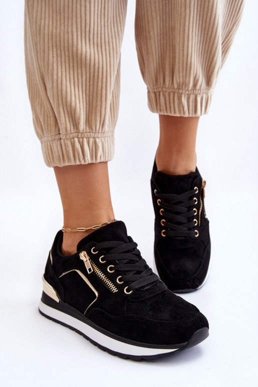 de camurça tênis com uma plataforma cor preta Riverside