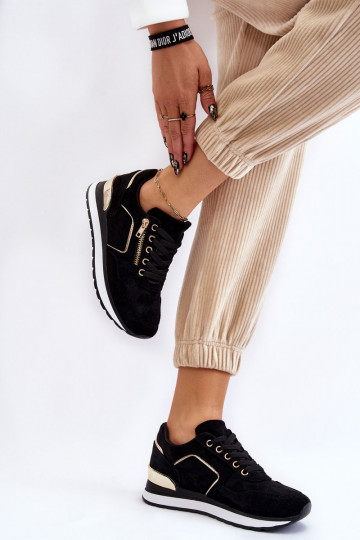 de camurça tênis com uma plataforma cor preta Riverside 2