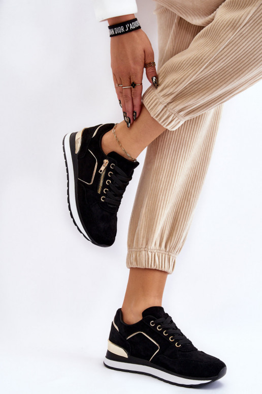 de camurça tênis com uma plataforma cor preta Riverside