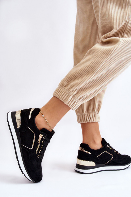 de camurça tênis com uma plataforma cor preta Riverside