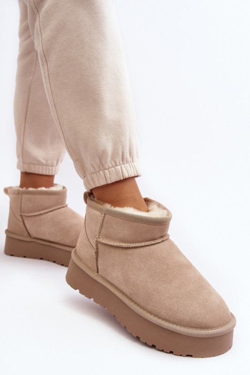 Elegante de camurça Baixo Botas de neve cor de marfim Nucca Elegante de camurça Baixo Botas de neve cor de marfim Nucca