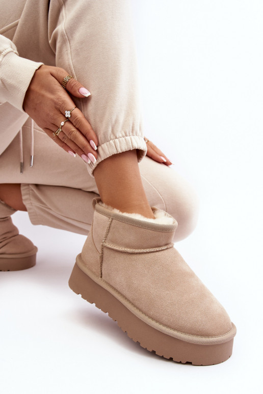 Elegante de camurça Baixo Botas de neve cor de marfim Nucca Elegante de camurça Baixo Botas de neve cor de marfim Nucca