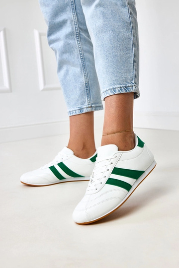 Tênis brancos tipo tênis com detalhe verde Mydland