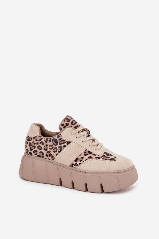 de camurça aquecimento À modalo de tênis Feminino com uma plataforma Vinceza 66841 com padrões de pele de leopardo bege de camurça aquecimento À modalo de tênis Feminino com uma plataforma Vinceza 66841 com padrões de pele de leopardo bege