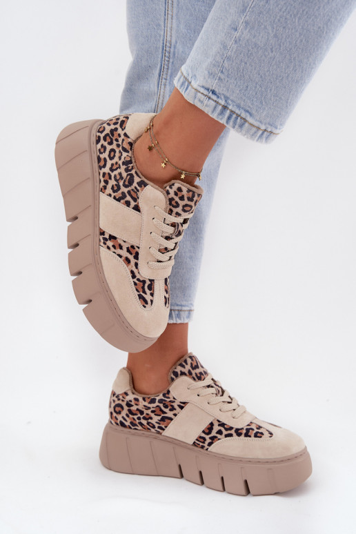 de camurça aquecimento À modalo de tênis Feminino com uma plataforma Vinceza 66841 com padrões de pele de leopardo bege de camurça aquecimento À modalo de tênis Feminino com uma plataforma Vinceza 66841 com padrões de pele de leopardo bege