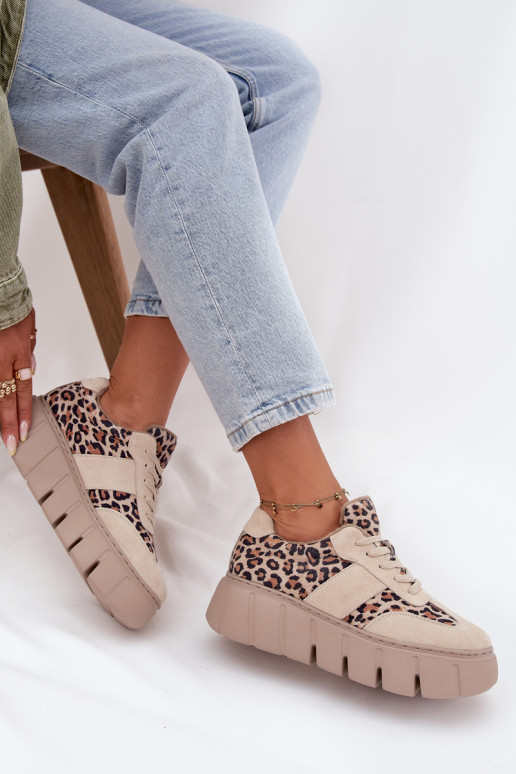 de camurça aquecimento À modalo de tênis Feminino com uma plataforma Vinceza 66841 com padrões de pele de leopardo bege de camurça aquecimento À modalo de tênis Feminino com uma plataforma Vinceza 66841 com padrões de pele de leopardo bege