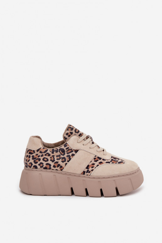 de camurça aquecimento À modalo de tênis Feminino com uma plataforma Vinceza 66841 com padrões de pele de leopardo bege de camurça aquecimento À modalo de tênis Feminino com uma plataforma Vinceza 66841 com padrões de pele de leopardo bege