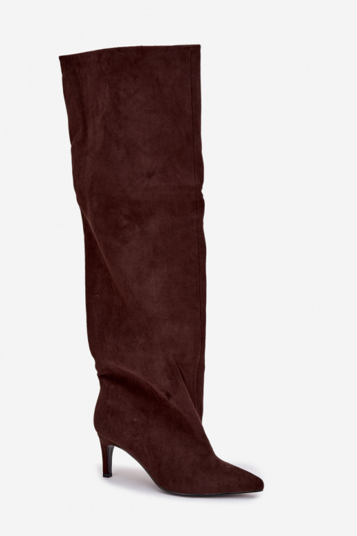 botas femininas com salto fino Um modelo atraente CzekoladoParae Tem que servilla