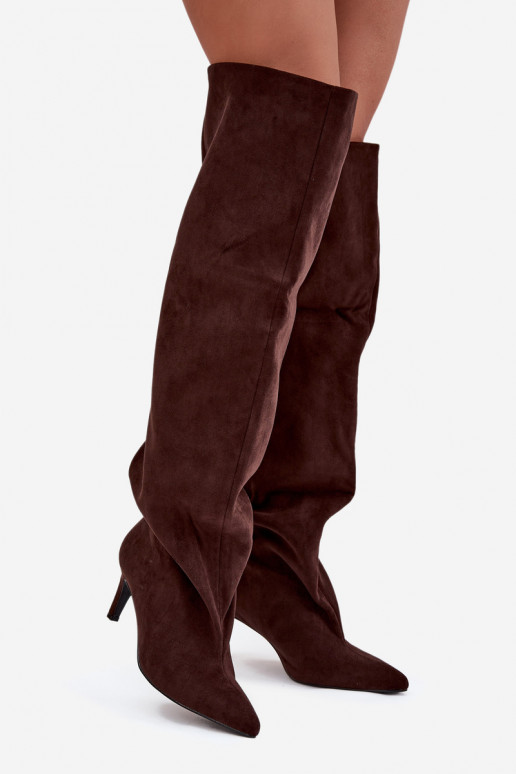 botas femininas com salto fino Um modelo atraente CzekoladoParae Tem que servilla