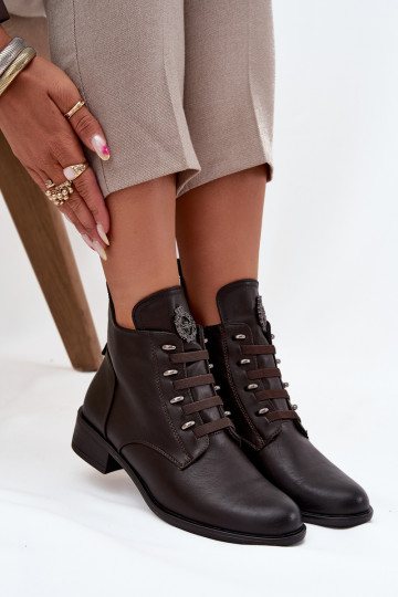 Botas quentes de cano baixo marrons com ornamentos Nevalia 2
