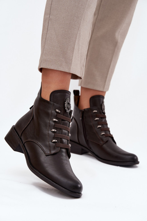Baixo Botas aquecimento Casal o castelo com enfeites cor marrom Nevalia Baixo Botas aquecimento Casal o castelo com enfeites cor marrom Nevalia