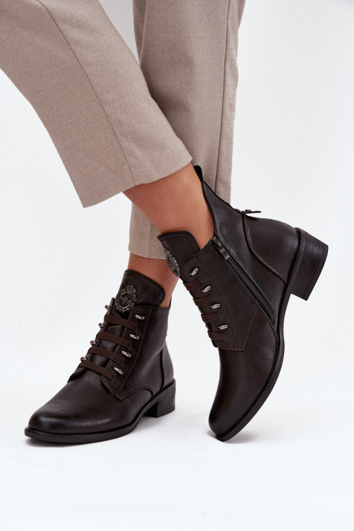 Baixo Botas aquecimento Casal o castelo com enfeites cor marrom Nevalia Baixo Botas aquecimento Casal o castelo com enfeites cor marrom Nevalia