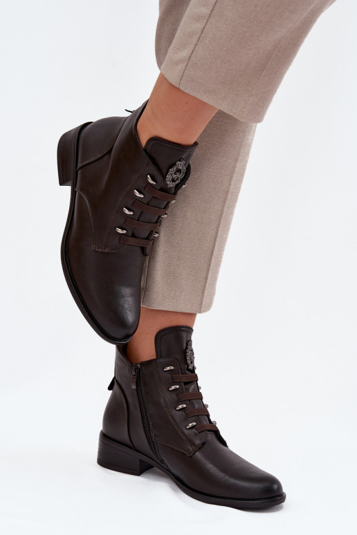 Baixo Botas aquecimento Casal o castelo com enfeites cor marrom Nevalia Baixo Botas aquecimento Casal o castelo com enfeites cor marrom Nevalia