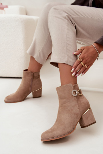 aquecimento Botas femininas Ze cor douradami Detalami com salto bege Dorisse 2