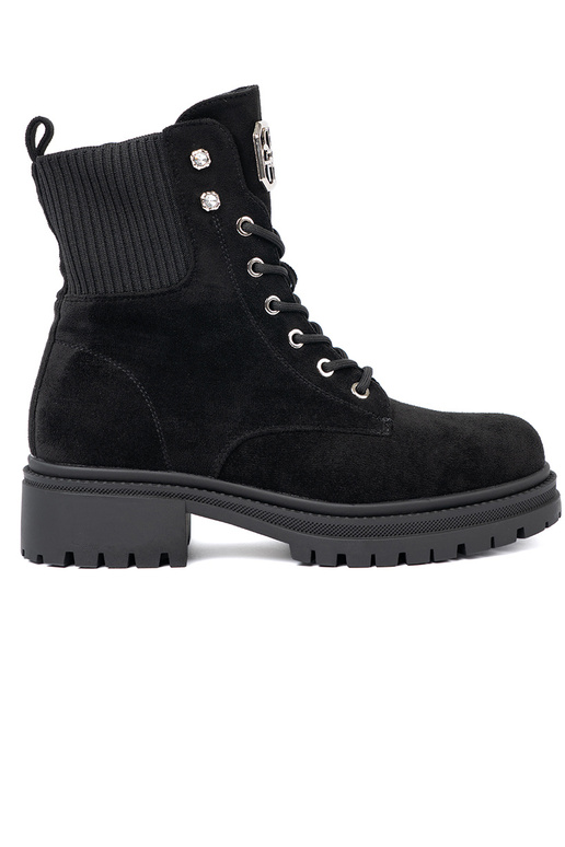 Estilo elegante cor preta botas de montaria altas z błyszczącymi kryształkami Estilo elegante cor preta botas de montaria altas z błyszczącymi kryształkami