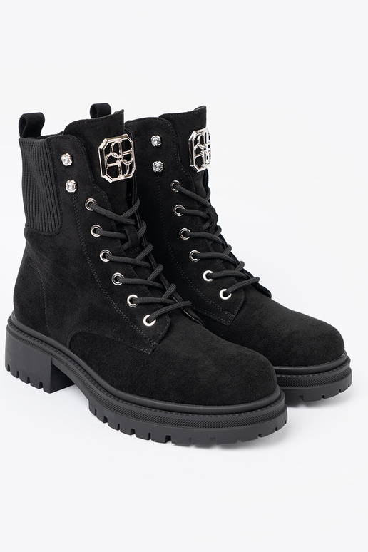 Estilo elegante cor preta botas de montaria altas z błyszczącymi kryształkami Estilo elegante cor preta botas de montaria altas z błyszczącymi kryształkami