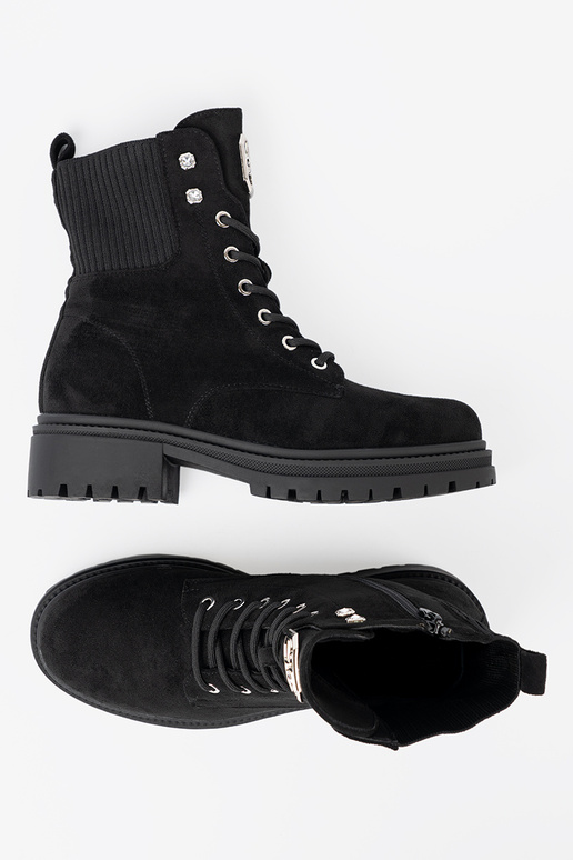 Estilo elegante cor preta botas de montaria altas z błyszczącymi kryształkami Estilo elegante cor preta botas de montaria altas z błyszczącymi kryształkami