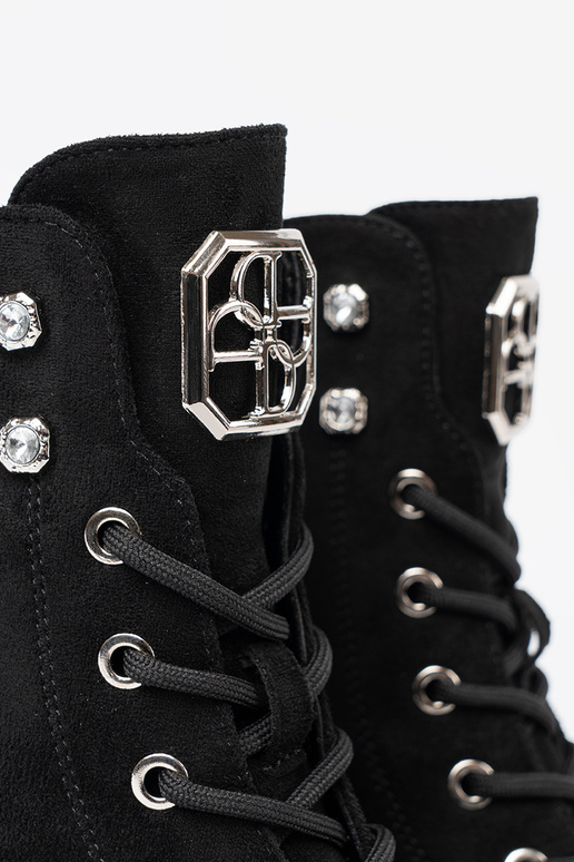 Estilo elegante cor preta botas de montaria altas z błyszczącymi kryształkami Estilo elegante cor preta botas de montaria altas z błyszczącymi kryształkami
