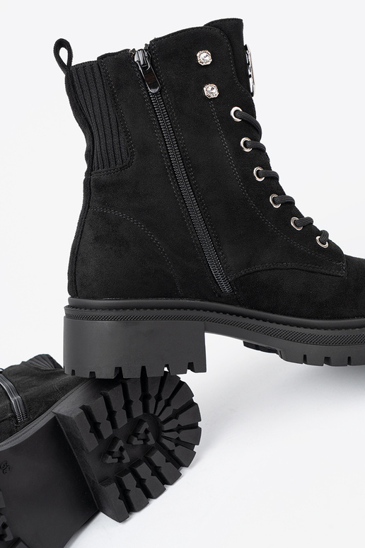 Estilo elegante cor preta botas de montaria altas z błyszczącymi kryształkami Estilo elegante cor preta botas de montaria altas z błyszczącymi kryształkami