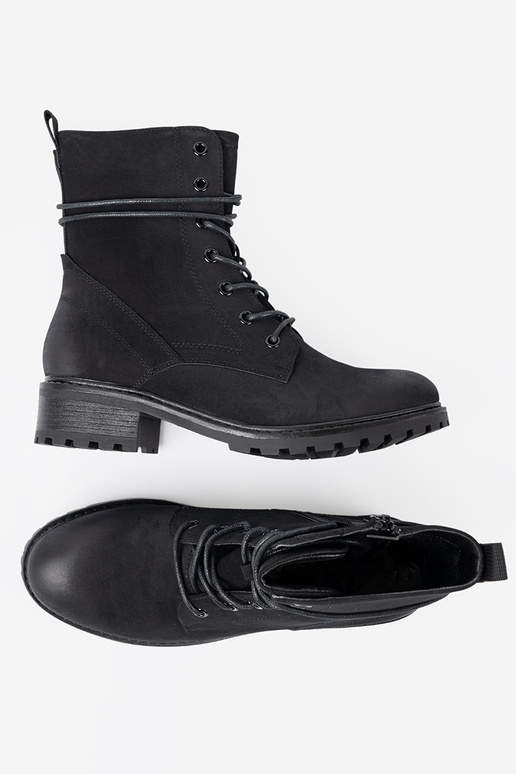 Elegante cor preta botas de montaria altas z ozdobnym cadarçosm